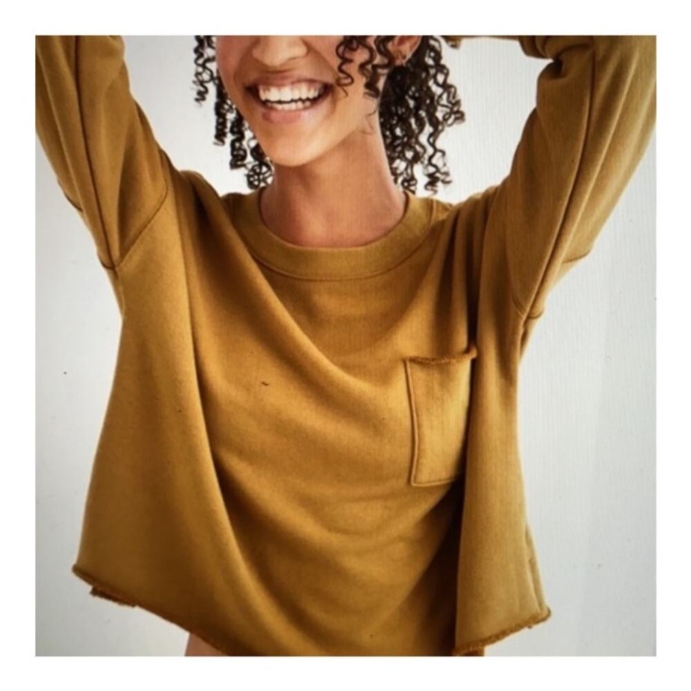 Aerie Cropped Sweatshirt Olive Green size Large